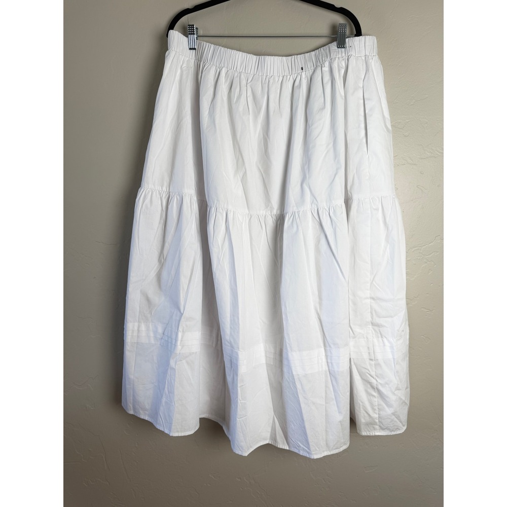 NWT Sugarlips Curve Flores White Cotton Tiered Pleated Midi Skirt Pockets 2X - Picture 11 of 14